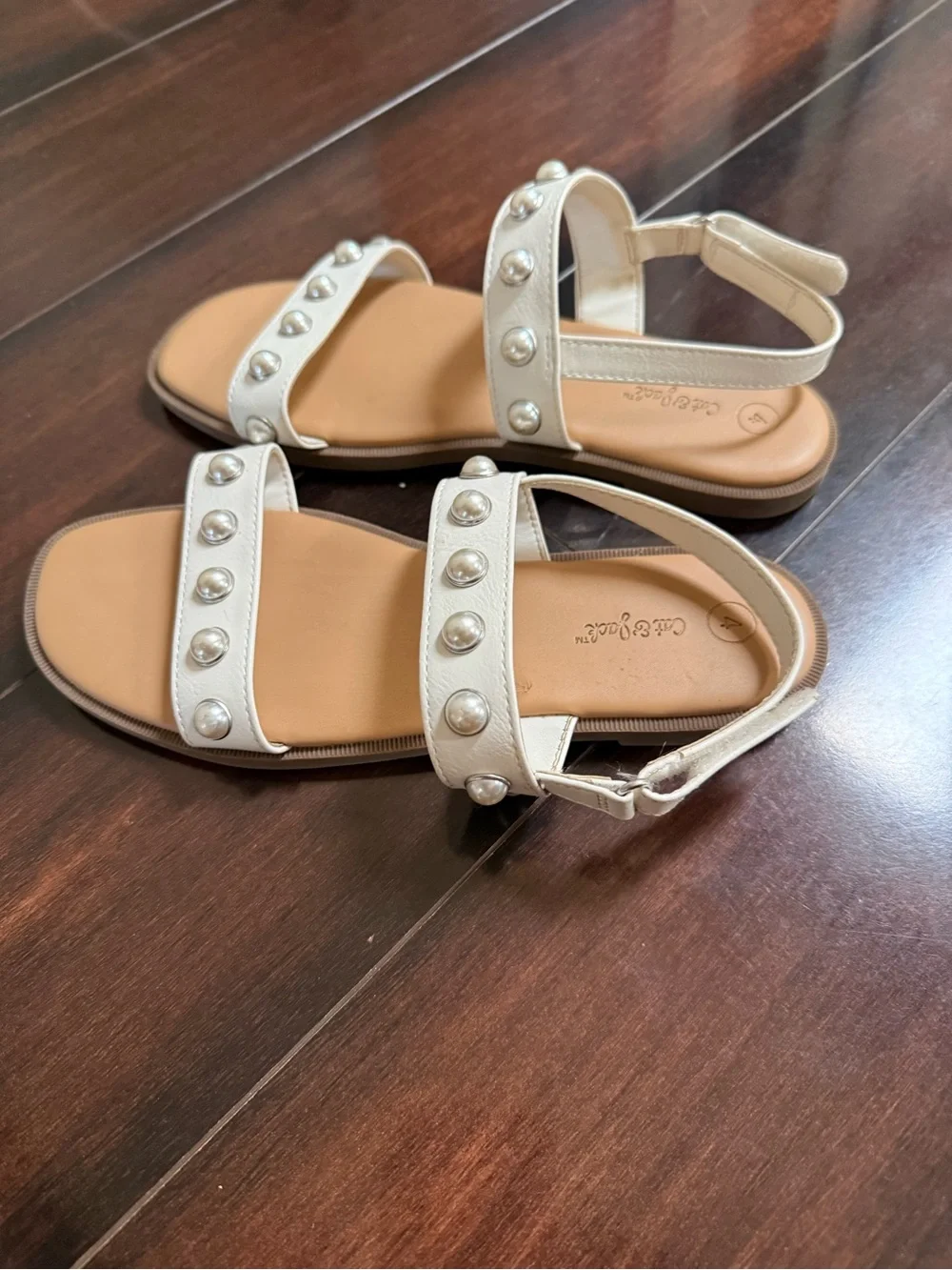 Cat & Jack White Pearl-Embellished Strappy Sandals